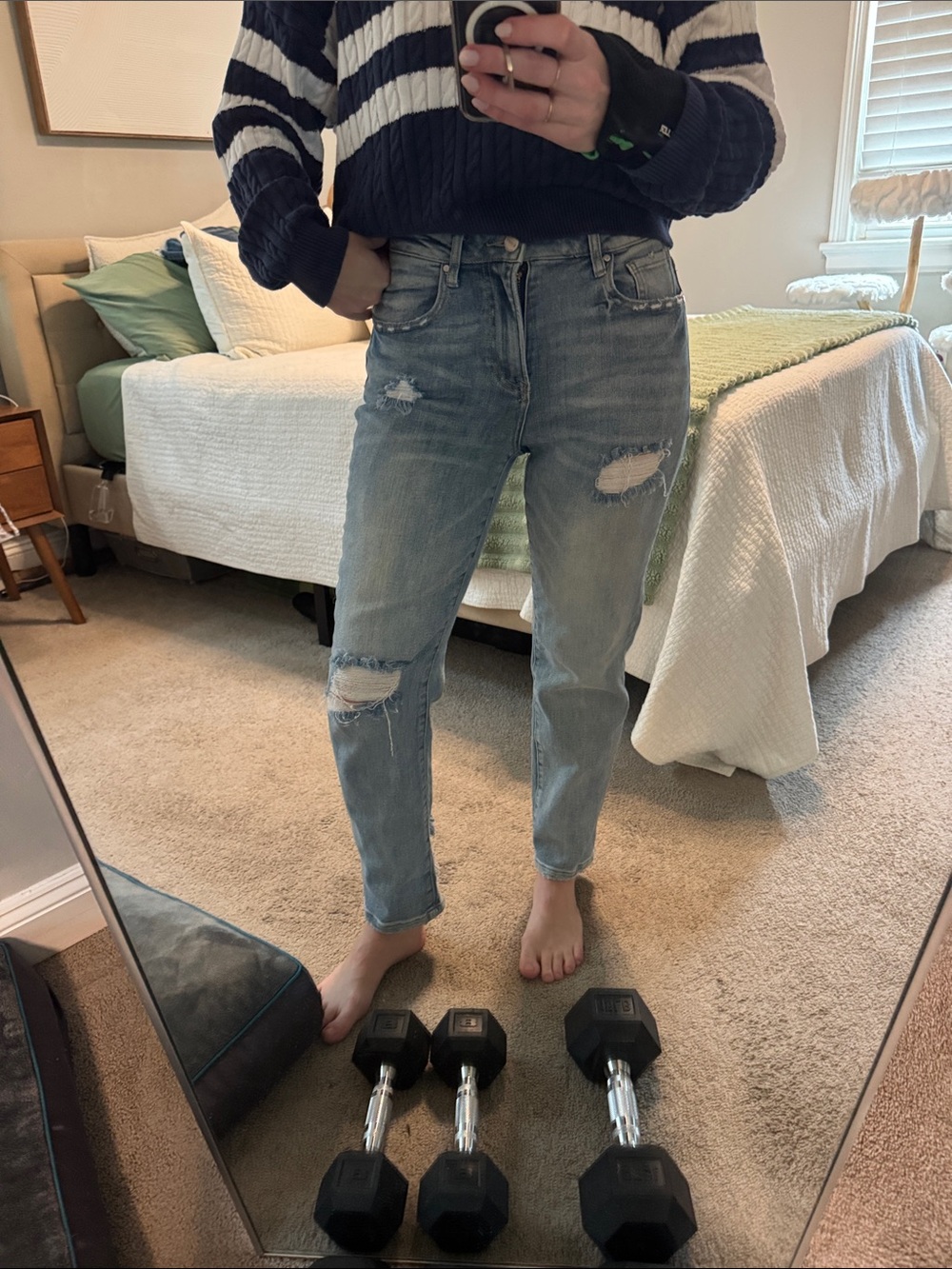 NWOT Risen Light Blue Distressed Boyfriend Jeans - Relaxed Fit